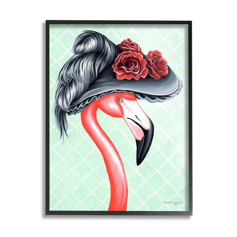 5315 Classy Flamingo Vintage Black Floral Hat Green Pattern, Design by